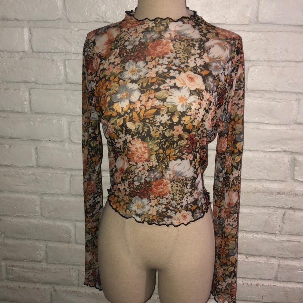 SHEIN Floral Mesh Blouse/Top size Large